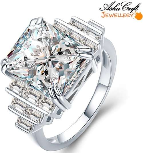 ASHA CRAFT JEWELLERY - Radiant Cut 7.99ct Cr.Diamond Engagement Ring. Size 10/U/20mm
