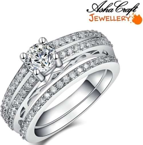 GORGEOUS! Sparkling 1.16ct Cr.Diamond Solitaire Engagement Ring SET. Size 7/O