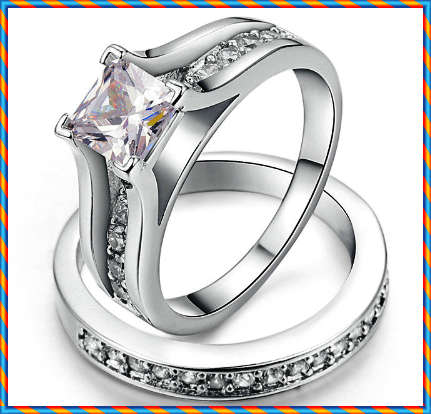 Exquisite! Princess Solitaire 1.64ct Cr.Diamond Engagement Ring Set - Size 5 / K / 16.0mm