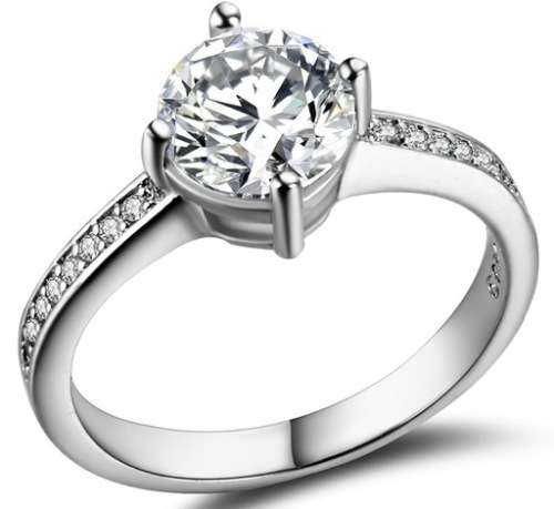 ASHA CRAFT JEWELLERY. Designer 2.19ct Cr.Diamond Solitaire & Accents Ring Size 8/Q