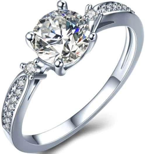ASHA CRAFT JEWELLERY. 1.51ct Cr.Diamond Solitaire & Accents Engagement Ring. Size 6/M
