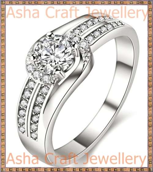 R1 Auction! Sparkling Cr.Diamond Designer Inspired Swirl Engagement Ring. Size 5/J-K/16.0mm