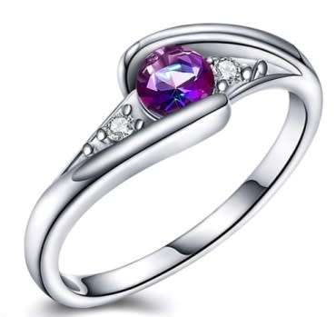 ASHA CRAFT JEWELLERY. 0.54CT CR.DIAMOND & MYSTIC TOPAZ LADIES RING - Sizes 7-10 / O-U