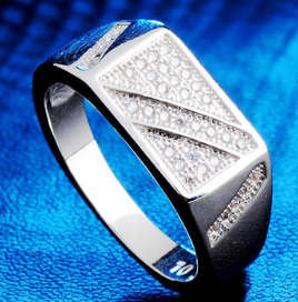 ASHA CRAFT JEWELLERY. 0.30CT CR.DIAMOND MICRO PAVE MENS RING - Size 10 / T-U