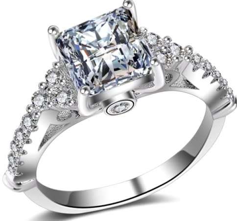 ASHA CRAFT JEWELLERY. 1.50CT CR.DIAMOND PRINCESS PERFECT LADIES RING - Sizes 6-9 / M-S