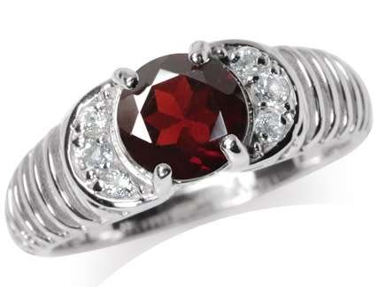 CERTIFIED R1299- Genuine 1.46ct Natural Garnet & White Topaz 925 Sterling Silver Ring. Size 8/P+