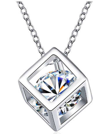 Sensational! Simulated Diamond Solitaire Floating 3D Necklace - One time offer.
