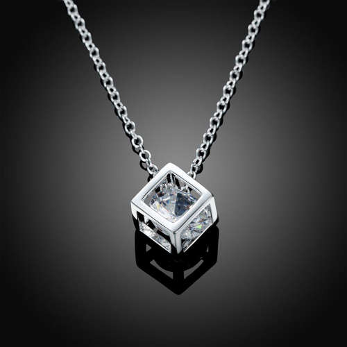 Sensational! Simulated Diamond Solitaire Floating 3D Necklace - One time offer.
