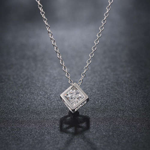 Sensational! Simulated Diamond Solitaire Floating 3D Necklace - One time offer.