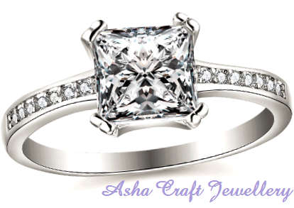Exquisite! 2.11ct Cr.Diamond Square Princess Cut Engagement Ring - Choose your size