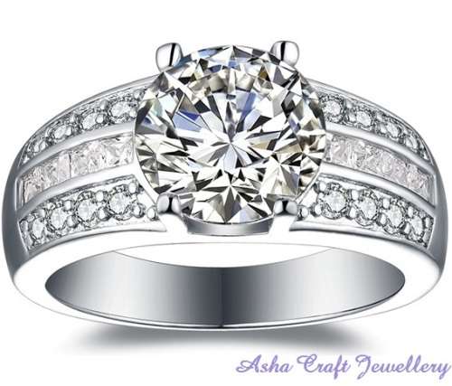 PHENOMENAL DESIGN~ 4.38ct Cr.Diamond Channel Set Engagement Ring. Size 7/O/17.3mm