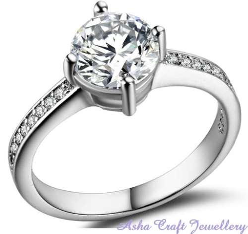 *IN STOCK* Sensational! 2.19ct Cr.Diamond Solitaire & Accents Engagement Ring. Size 8/P-Q/18mm