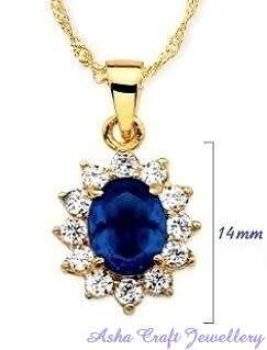3.42ct Cr.Sapphire Oval Halo Pendant Necklace with Chain included