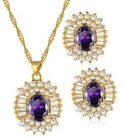 15ct Purple Necklace & Earrings Jewelry Set