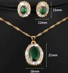10ct Green Necklace & Earrings Jewelry Set