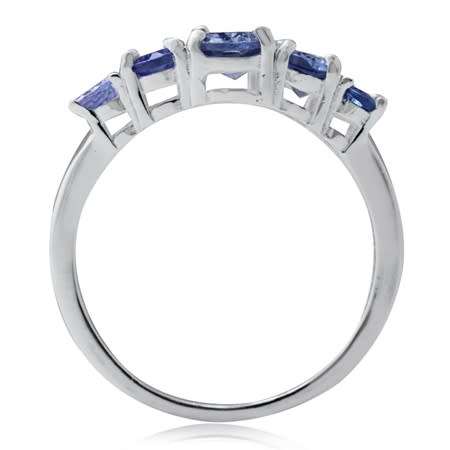 [R7725.00] Certified 2.13ct. 5-Stone Genuine Tanzanite 925 Sterling Silver Ring. Sizes 6,7,9,10,12
