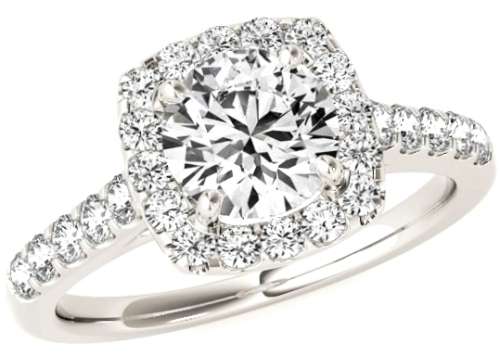 ASHA CRAFT: 1.60ct Cr.Diamond Sparkling Round Halo Ladies Engagement Ring - Size 7/O/17.5mm