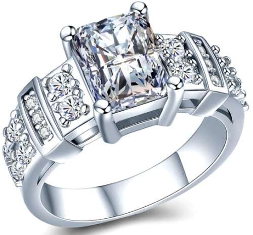 R1 Auction! 3.86ct Sparkling Cr.Diamond Radiant Round Brilliant Engagement Ring - Size 11/V-W/20.6mm