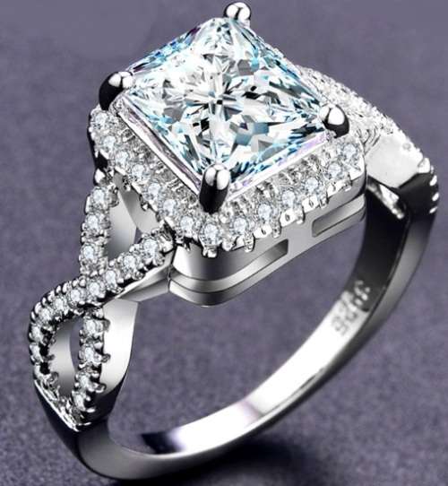 3.28ct Sparkling Cr.Diamond Radiant Round Brilliant Engagement Ring - Choose your size