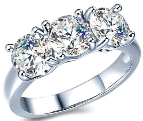 3.60ct Sparkling Cr.Diamond Brilliant Round Trilogy Engagement Ring - Choose your size