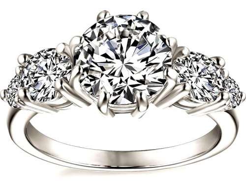 3.80ct Sparkling Cr.Diamond 5-stone Brilliant Round Engagement Ring - Choose your size