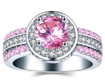 R1 Auction! Sparkling 2.01ct Cr.Diamond & Pink Topaz Halo Engagement Ring. Size 9/R-S/19.0mm