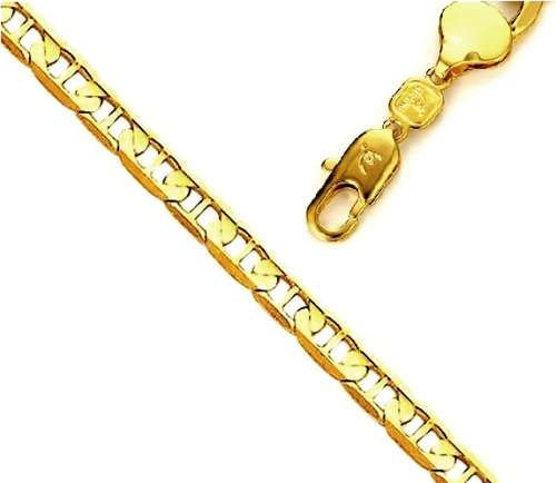 :) SENT WITHIN 24hrs | 4mm Mariner Flat Anchor 24ct Gold Plated Chain 45cm