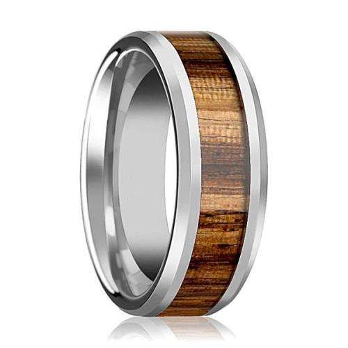 Courier R99 ARAMEX: Mens Wood Inlay Stainless Steel Wedding Band. Size 10/T+/ 19.8mm