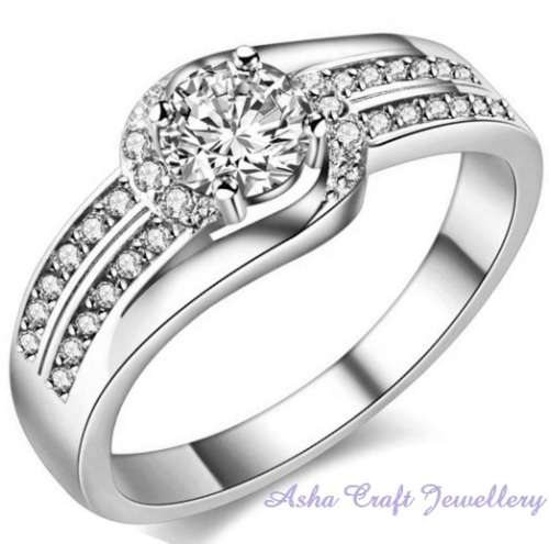 Sparkling 0.62ct Cr.Diamond Designer Inspired Swirl Engagement Ring - Choose your size