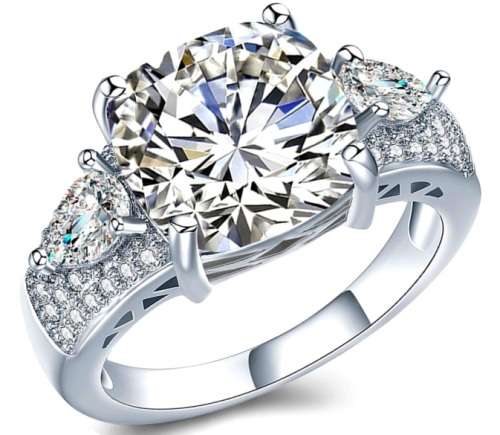 Sparkling 8.14ct Cr.Diamond Cushion Cut Designer Engagement Ring - Choose your size