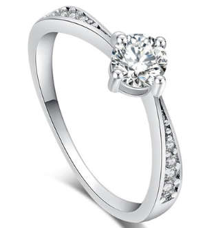 ON PROMOTION: Sparkling White CZ 0.30ct Solitaire Ring - Super deal; dont miss out.