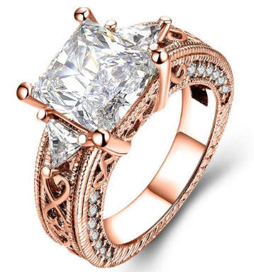 Sparkling 5.67ct Cr.Diamond Designer Princess Rose Engagement Ring - Size 8 / Q / 18mm