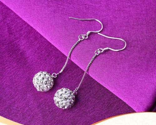 SILVER CRYSTAL BALL EARRINGS