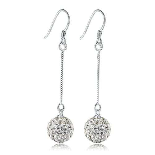 SILVER CRYSTAL BALL EARRINGS
