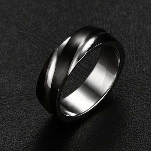 Stainless Steel & Black MENS Band Ring - Size 13 / Z+1 / 22.2mm