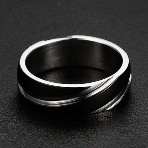Stainless Steel & Black MENS Band Ring - Size 13 / Z+1 / 22.2mm