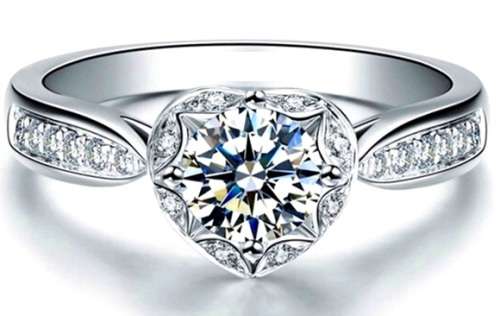 1.40ct Cr.Diamond Designer Heart Halo Engagement Ring. Size 7 / N+ / 17.3mm