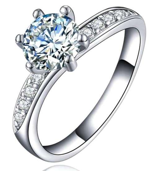 1.16ct Cr.Diamond Solitaire Prong and Accents Engagement Ring. Size 7 / N+ / 17.3mm
