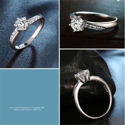 1.16ct Cr.Diamond Solitaire Prong and Accents Engagement Ring. Size 7 / N+ / 17.3mm