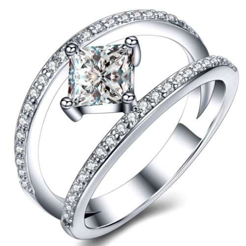 1.44ct Cr.Diamond Princess Cut Split Band Engagement Ring. Size 7 / N+ / 17.3mm