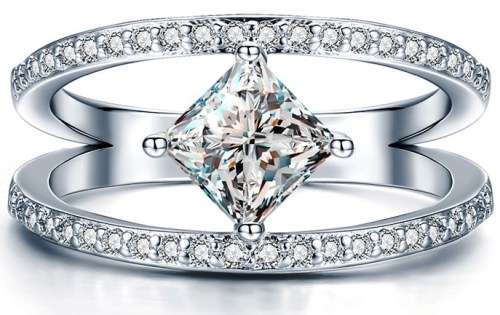 1.44ct Cr.Diamond Princess Cut Split Band Engagement Ring. Size 7 / N+ / 17.3mm