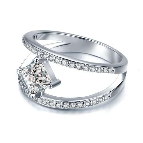 1.44ct Cr.Diamond Princess Cut Split Band Engagement Ring. Size 7 / N+ / 17.3mm