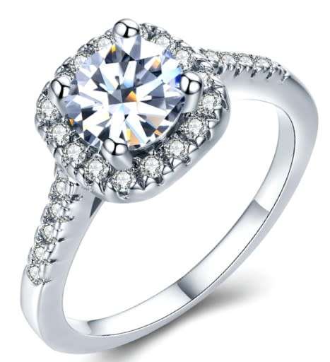 R60 pargo. Sparkling 1.5ct Cr.Diamond Round Halo Engagement Ring. Size 5 / K