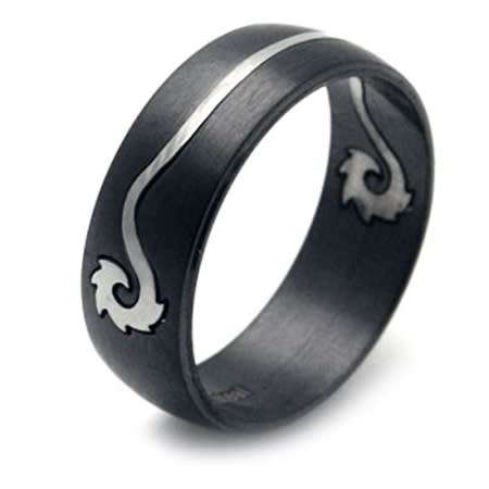 IN STOCK NOW! Mens Black Stainless Steel 8MM Wedding Band. Ring size 11 / V+
