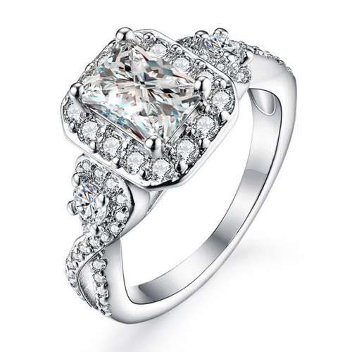 IN STOCK NOW! 1.42ct Cr.Diamond Halo Rectangular Engagement Ring. Size 7 / N½