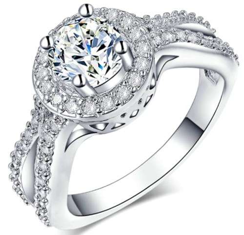 IN STOCK NOW! Cr.Diamond & Accents Halo Engagement Ring. Size 7 / N+ / 17.3mm