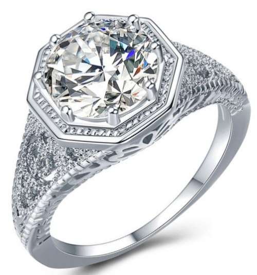 IN STOCK NOW! Sparkling Cr.Diamond Engagement Ring. Size 6 / L+ / 16.5mm