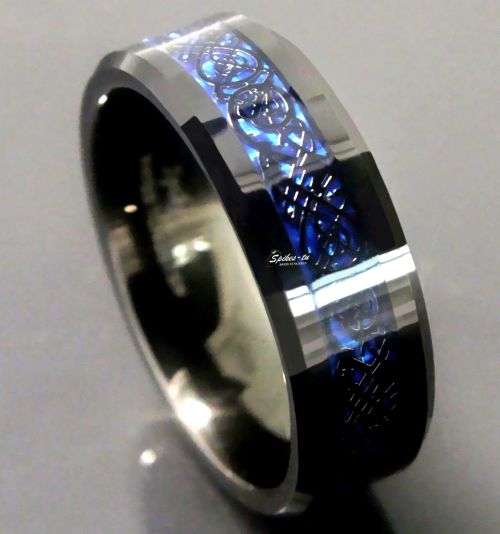 IN STOCK NOW! Celtic Mens Black Ceramic and Resin Band. Ring size 12 / X+ / 21.4mm