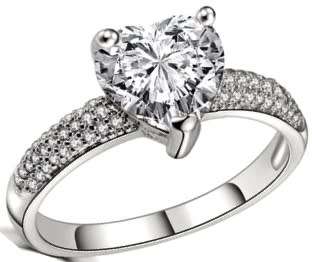 R60 pargo. HEART Sparkling 2.77ct. Cr.Diamond Engagement Ring. Size 8 / Q