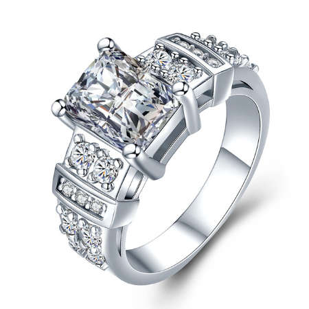 BRAND NEW! Super Sparkling Cr.Diamond Engagement Ring. Various Sizes
